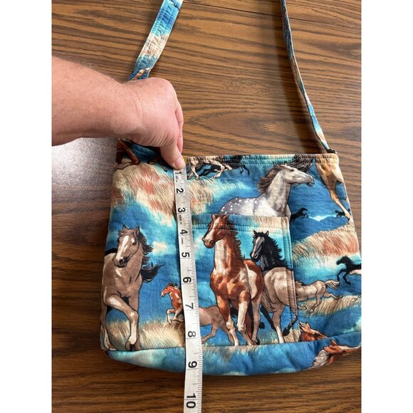 Blue shoulder bag with galloping horses - Picture 6 of 7